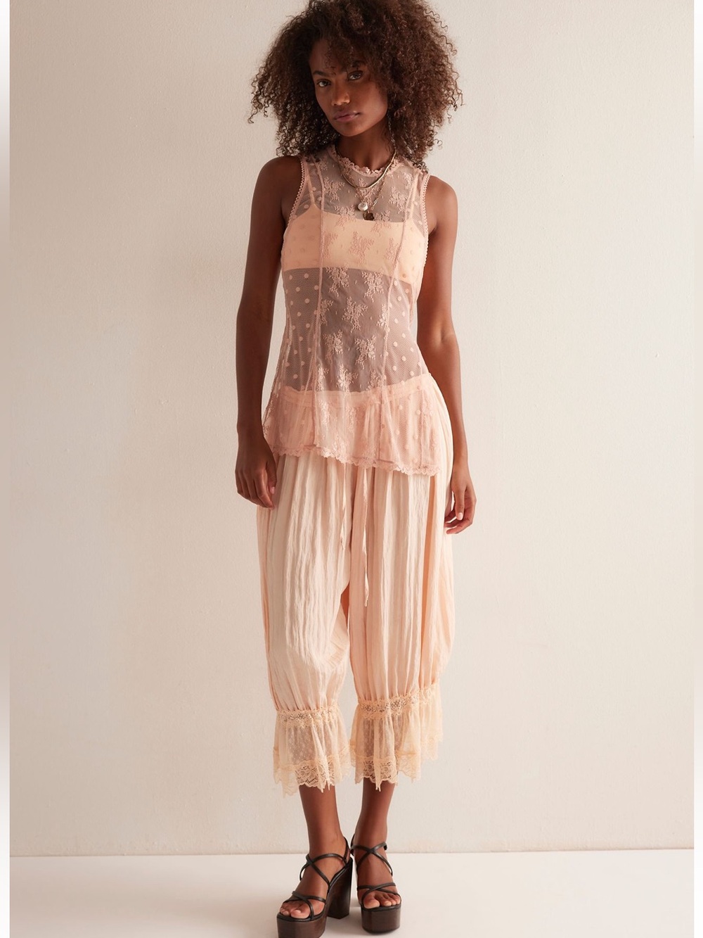 Free People Sheer Romance Cami in Cameo Rose - Picture 3 of 11